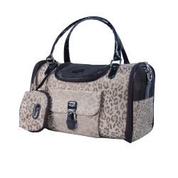 Leopard faux crocodile dog travel bag